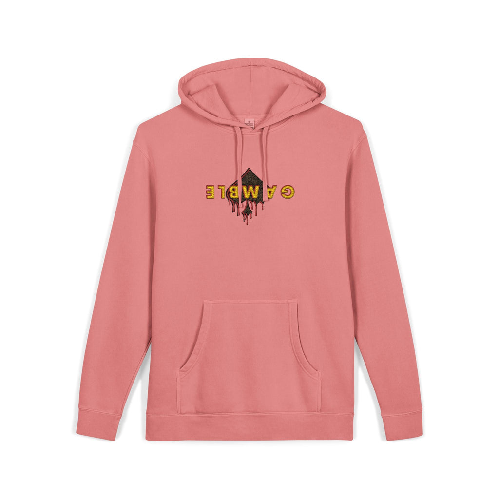 Embroidered Gamble Drip Vintage Green Hoodie, Floral ’Fiero’ Distressed Logo - Hoodie