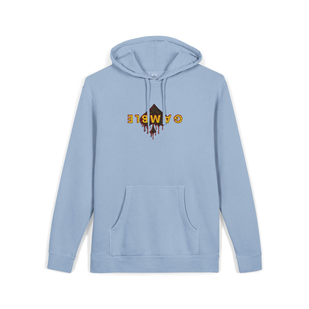 Embroidered Gamble Drip Vintage Green Hoodie, Floral ’Fiero’ Distressed Logo - Hoodie