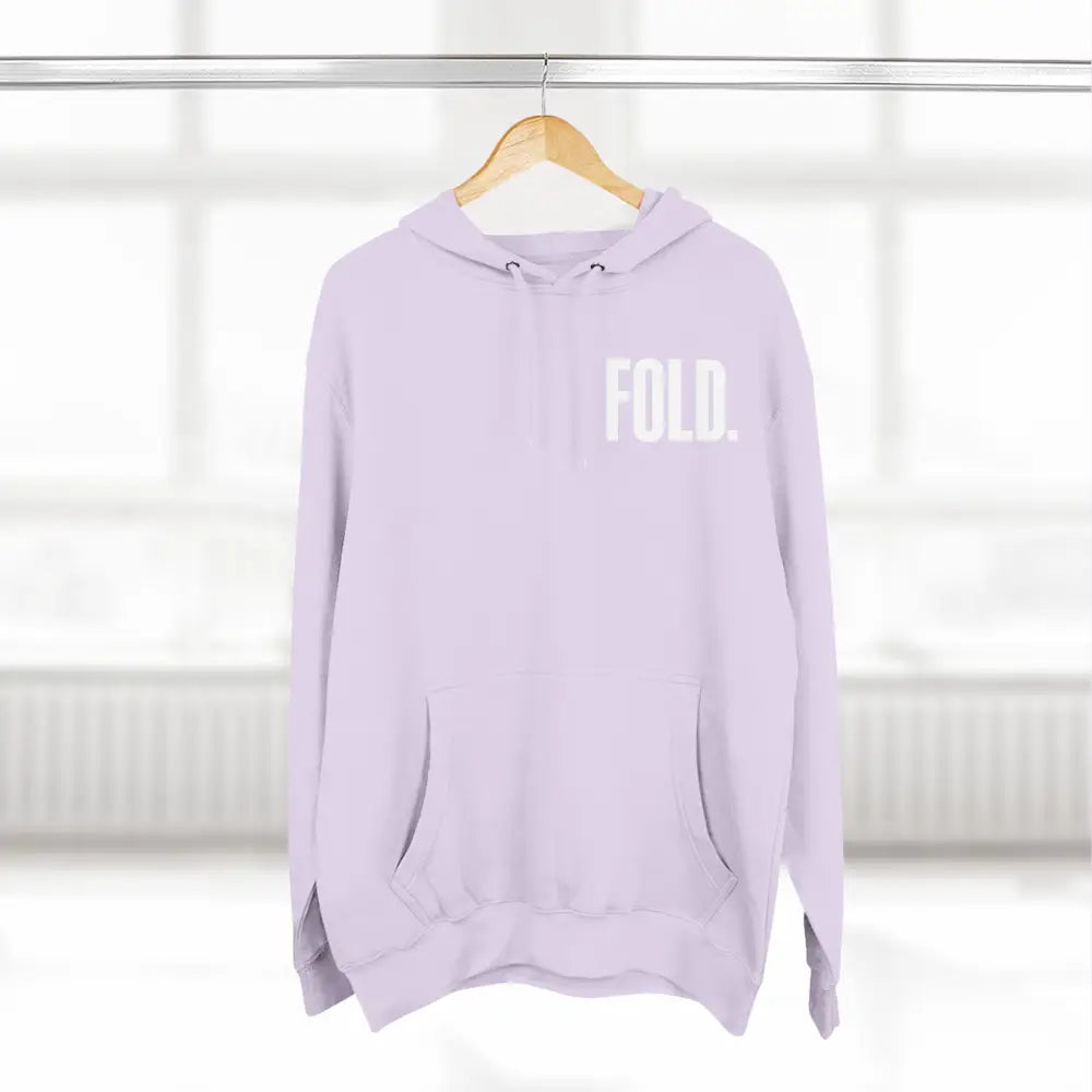 Minimalist "FOLD." poker hoodie – premium poker clothing for tournament grinders and casual players.