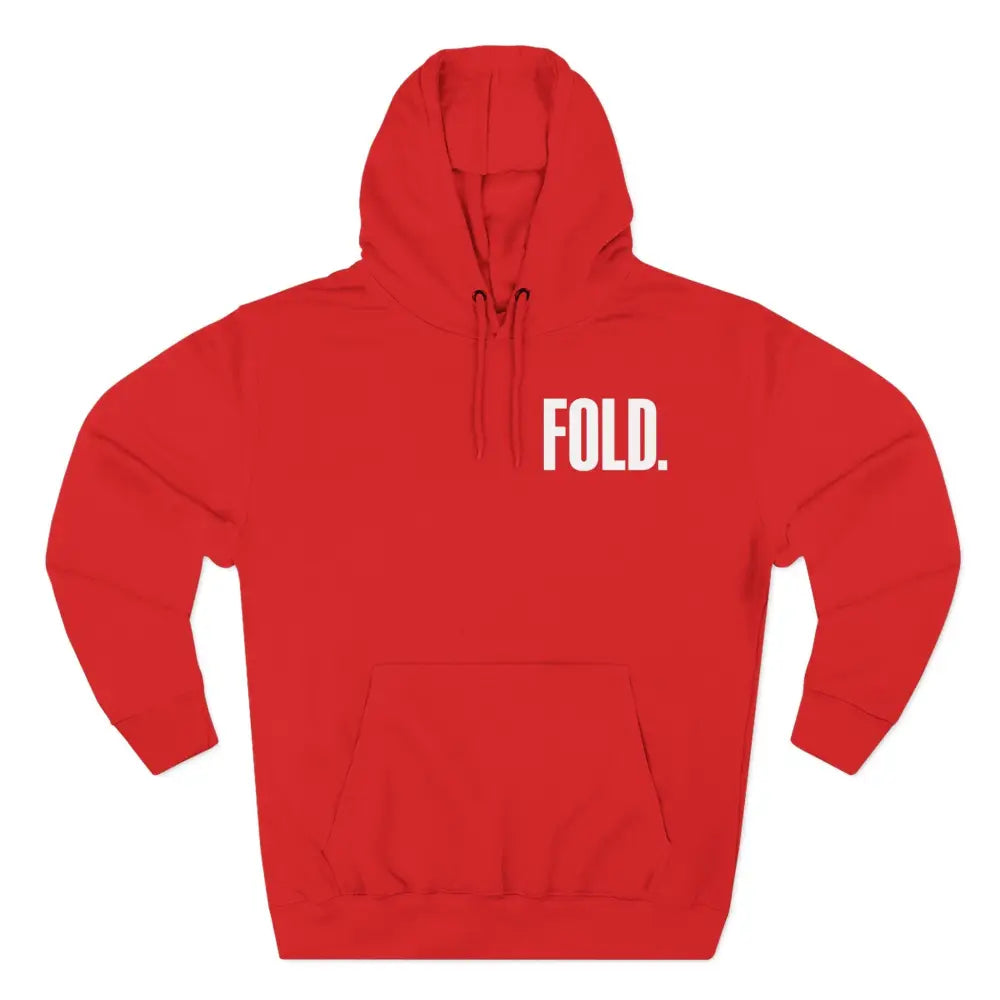 Minimalist "FOLD." poker hoodie – premium poker clothing for tournament grinders and casual players.