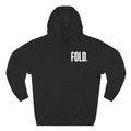 Minimalist "FOLD." poker hoodie – premium poker clothing for tournament grinders and casual players.