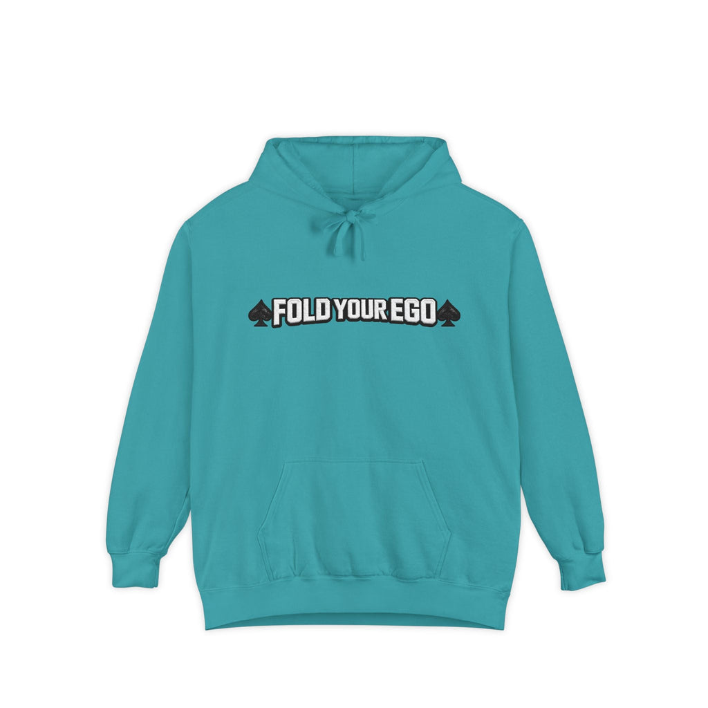 Fold Your Ego Embroidered Hoodie White Txt, Minimalist Statement Pullover - Seafoam / S - Hoodie