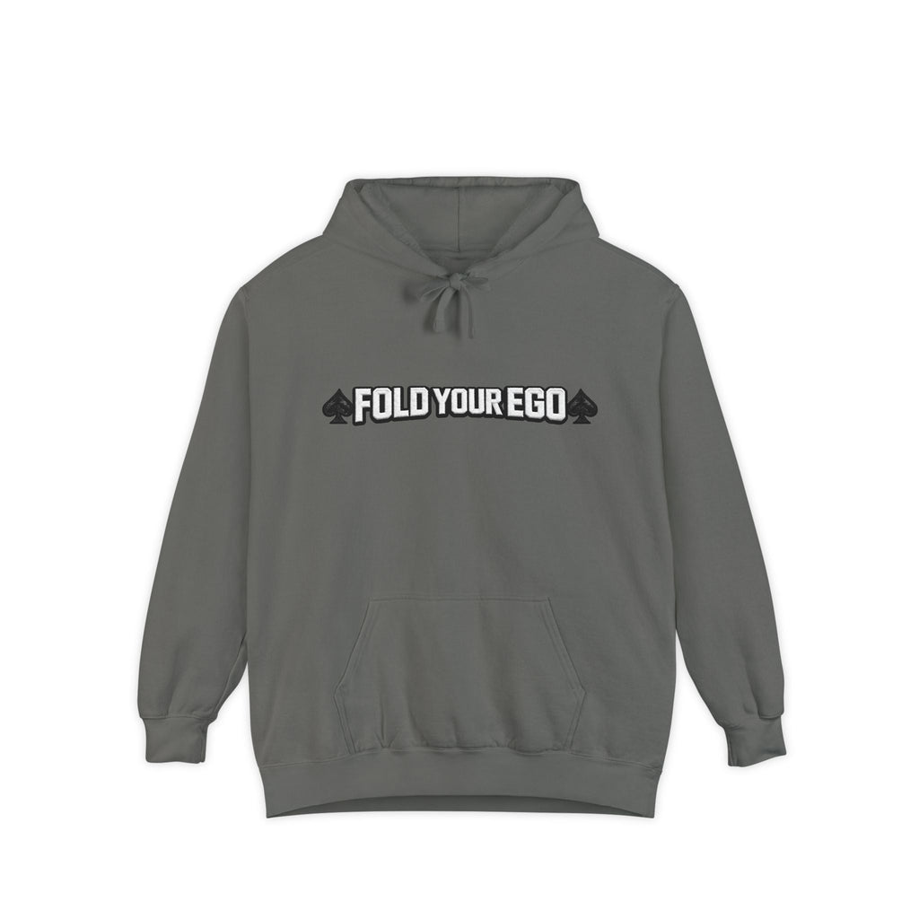 Fold Your Ego Embroidered Hoodie White Txt, Minimalist Statement Pullover - Grey / S - Hoodie