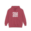 Fold Your Ego Hoodie, Minimalist Statement Pullover - Crimson / S - Hoodie