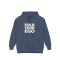 Fold Your Ego Hoodie, Minimalist Statement Pullover - Denim / S - Hoodie