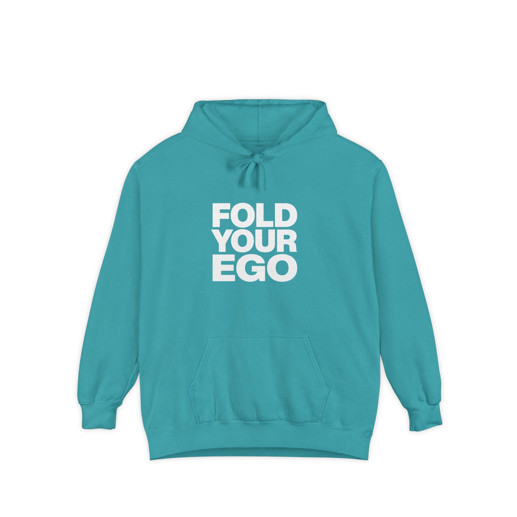 Fold Your Ego Hoodie, Minimalist Statement Pullover - Seafoam / S - Hoodie
