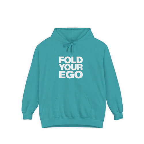 Fold Your Ego Hoodie, Minimalist Statement Pullover - Seafoam / S - Hoodie