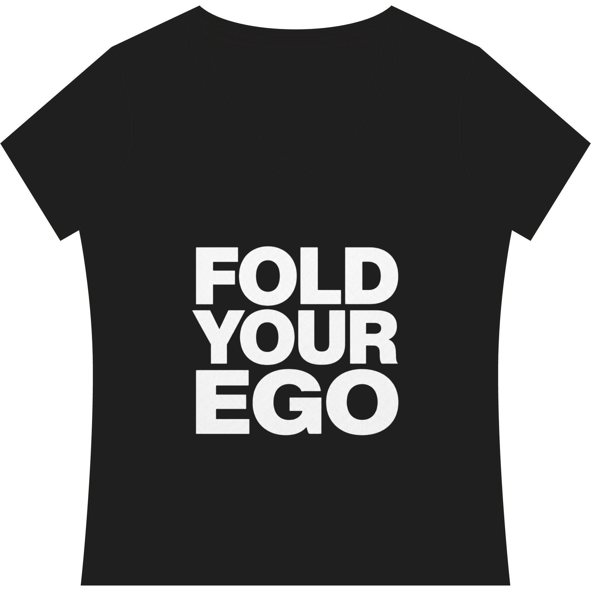 Fold Your Ego V-Neck T‑Shirt, Women’s Relaxed V-Neck Tee - XXL / Black - V-neck
