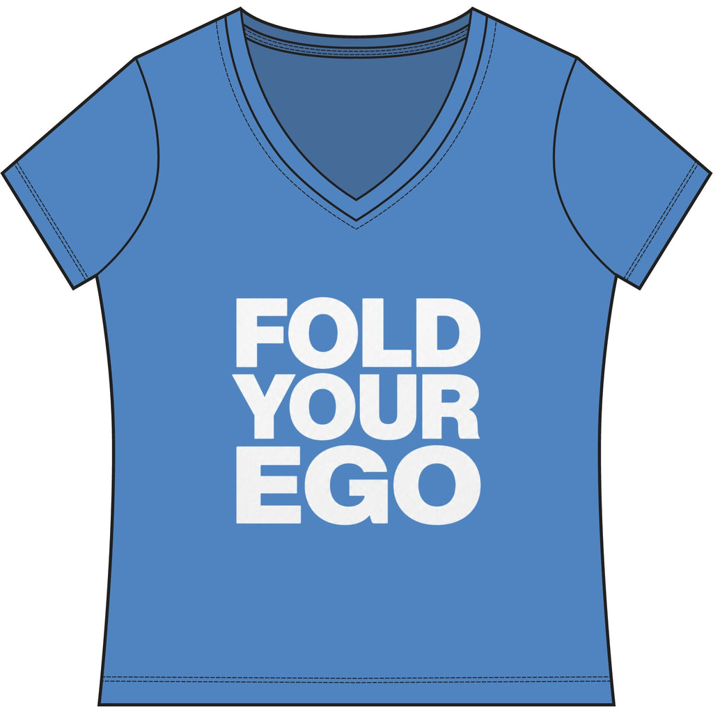 Fold Your Ego V-Neck T‑Shirt, Women’s Relaxed V-Neck Tee - XXL / Blue Heather - V-neck