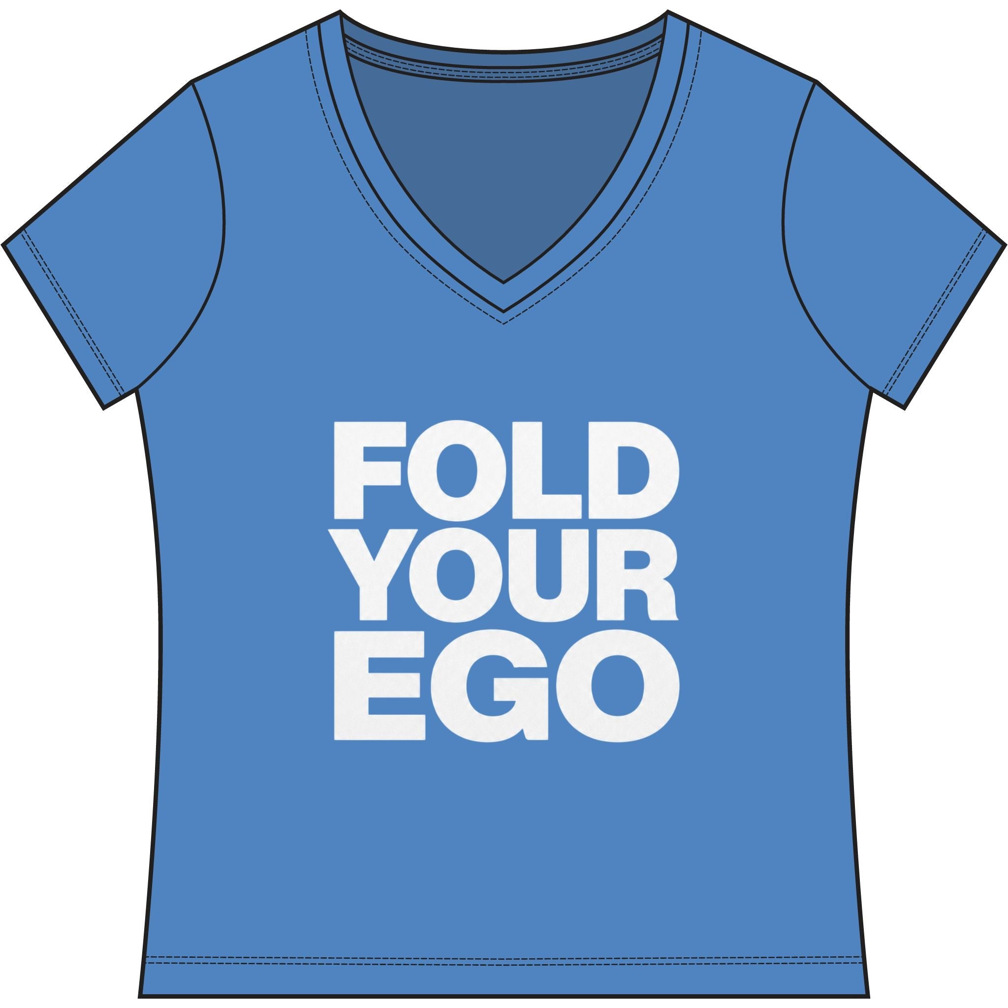 Fold Your Ego V-Neck T‑Shirt, Women’s Relaxed V-Neck Tee - XXL / Blue Heather - V-neck
