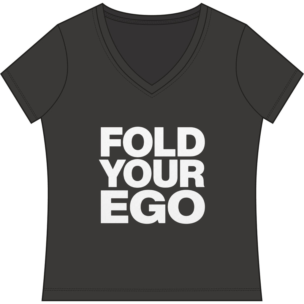 Fold Your Ego V-Neck T‑Shirt, Women’s Relaxed V-Neck Tee - XXL / Charcoal Heather - V-neck