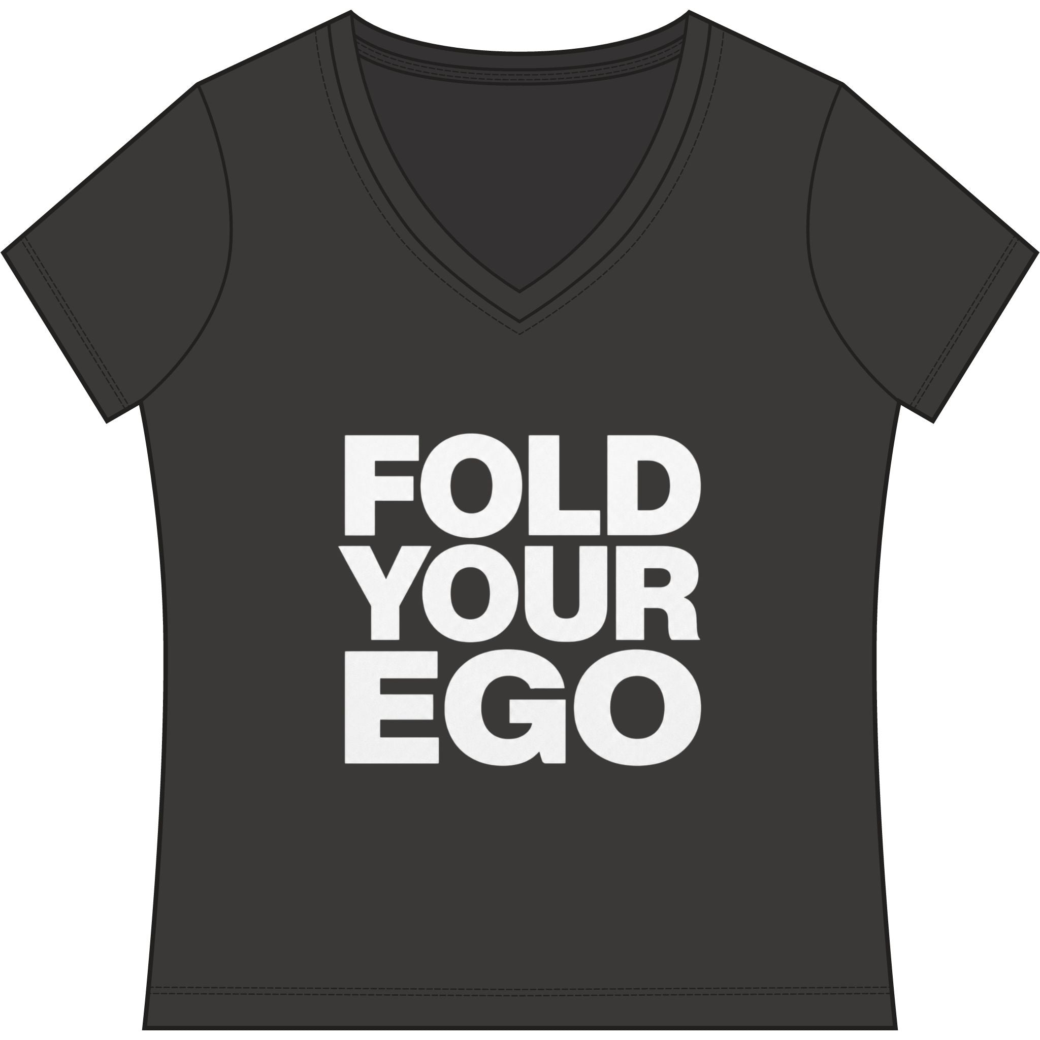 Fold Your Ego V-Neck T‑Shirt, Women’s Relaxed V-Neck Tee - XXL / Charcoal Heather - V-neck