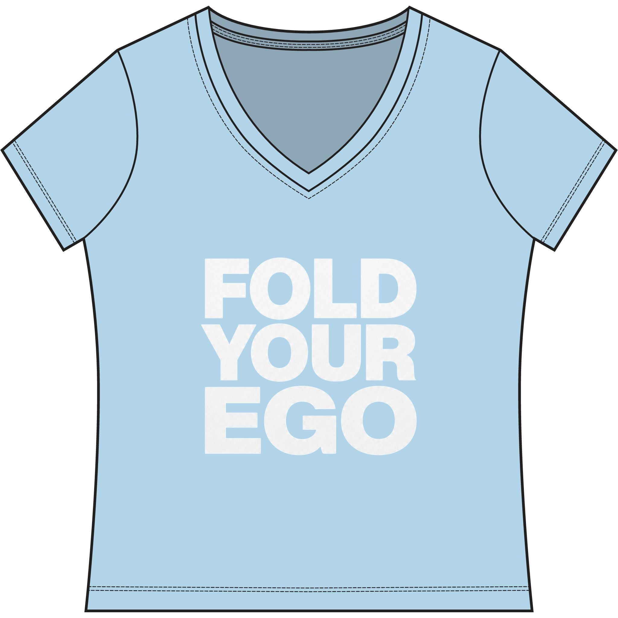 Fold Your Ego V-Neck T‑Shirt, Women’s Relaxed V-Neck Tee - XXL / Crystal Blue - V-neck