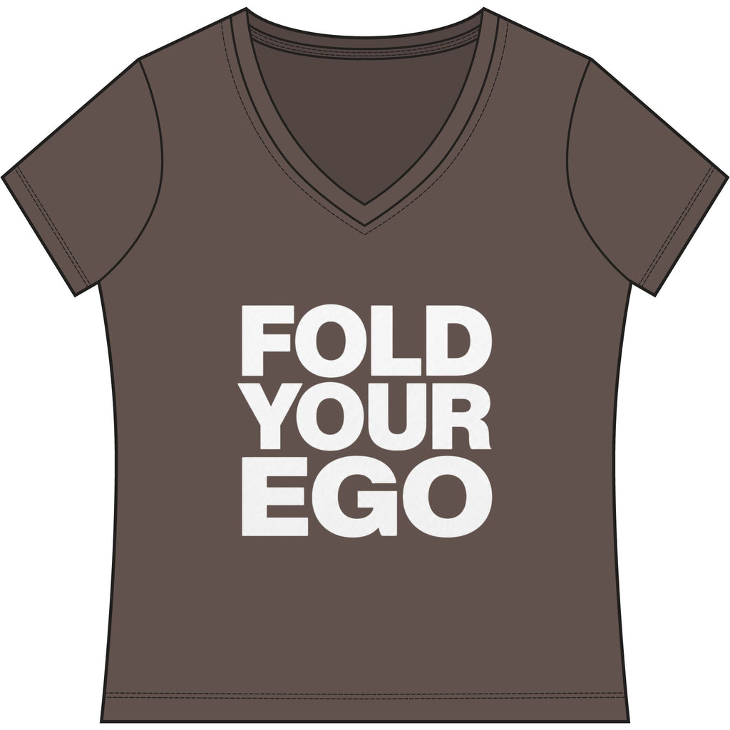 Fold Your Ego V-Neck T‑Shirt, Women’s Relaxed V-Neck Tee - XXL / Deep Brown Heather - V-neck