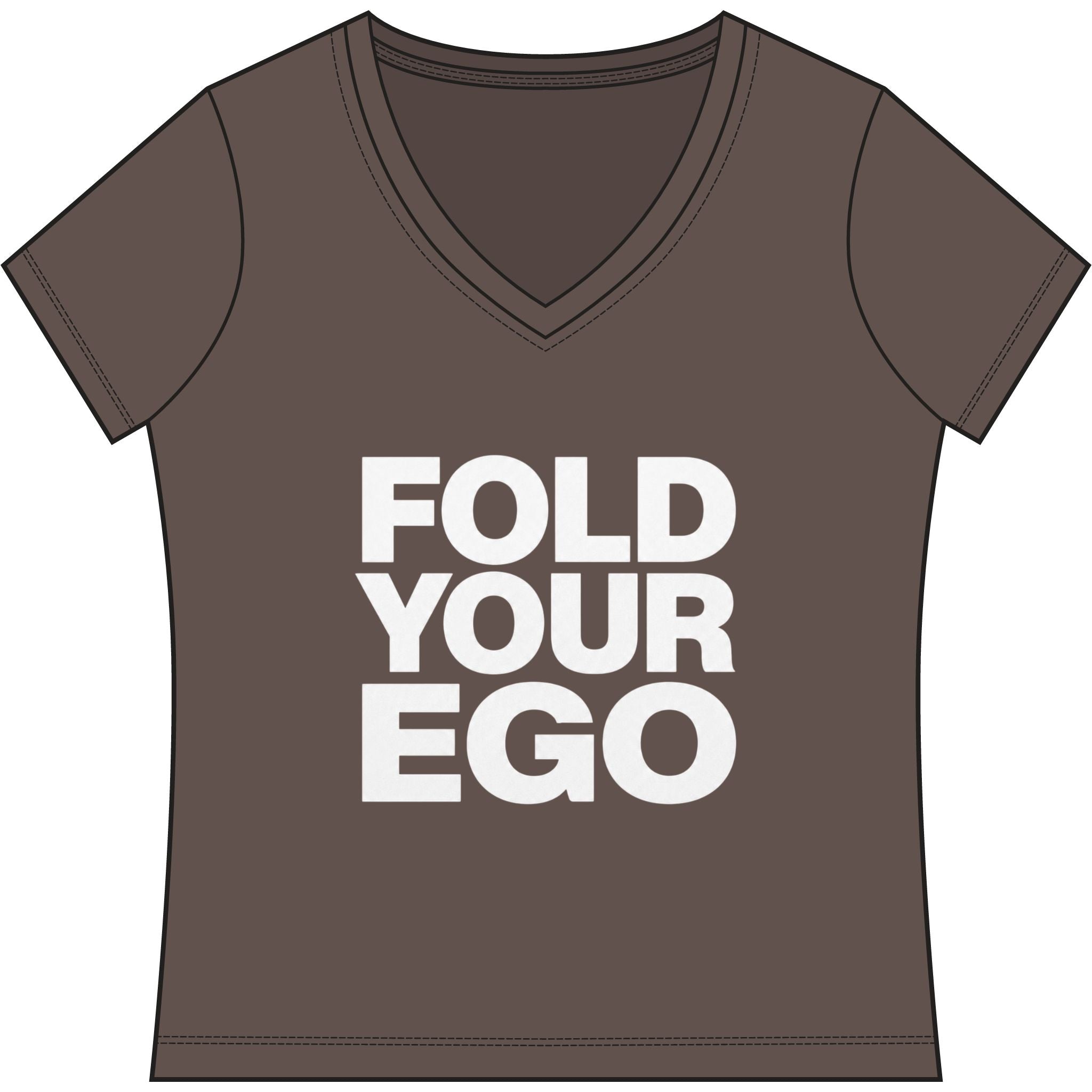 Fold Your Ego V-Neck T‑Shirt, Women’s Relaxed V-Neck Tee - XXL / Deep Brown Heather - V-neck
