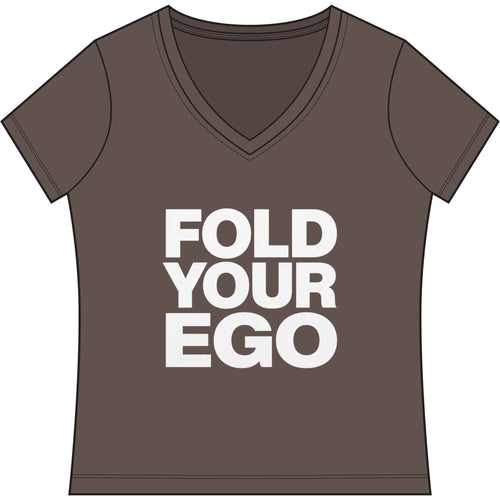 Fold Your Ego V-Neck T‑Shirt, Women’s Relaxed V-Neck Tee - XXL / Deep Brown Heather - V-neck