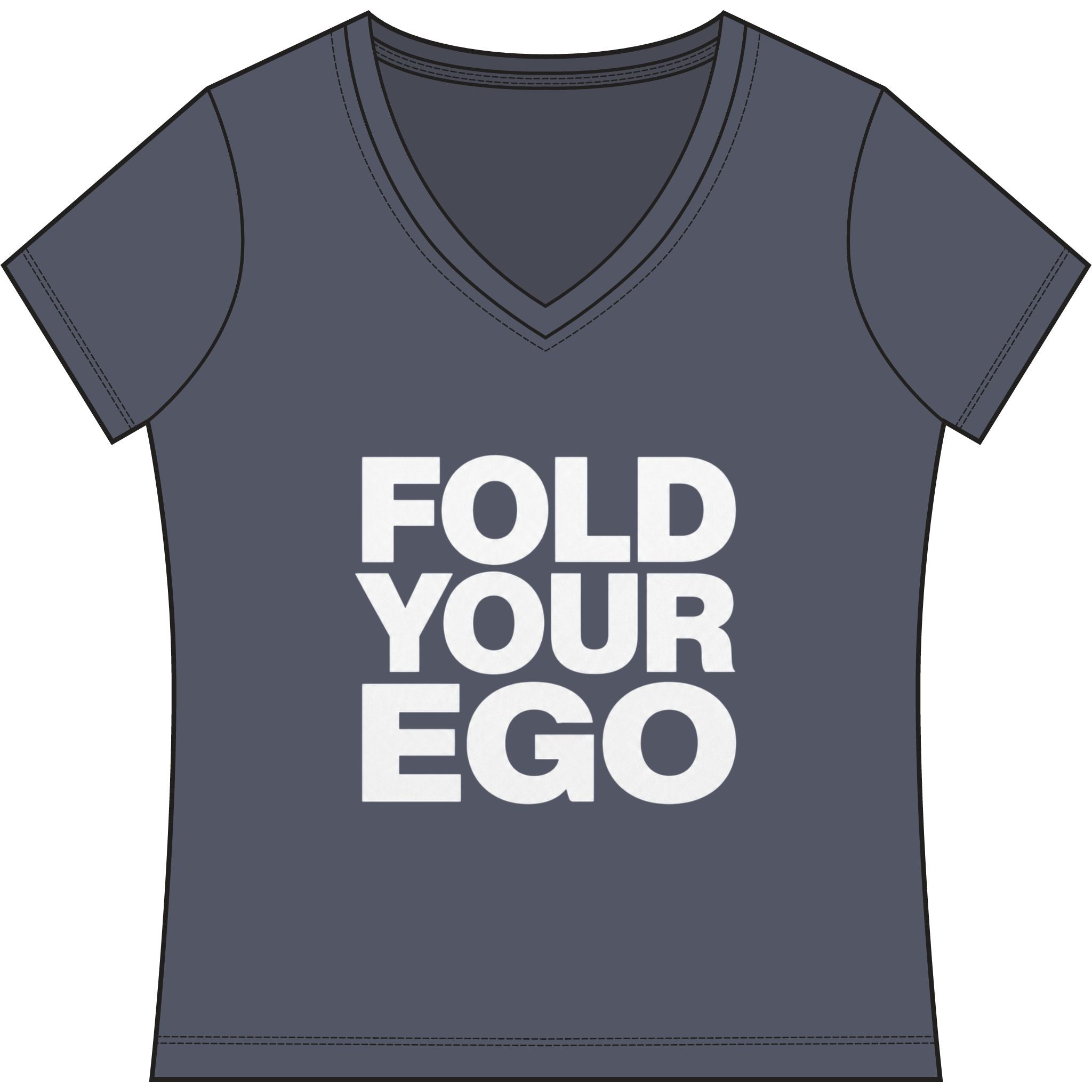 Fold Your Ego V-Neck T‑Shirt, Women’s Relaxed V-Neck Tee - XXL / Heathered Navy - V-neck