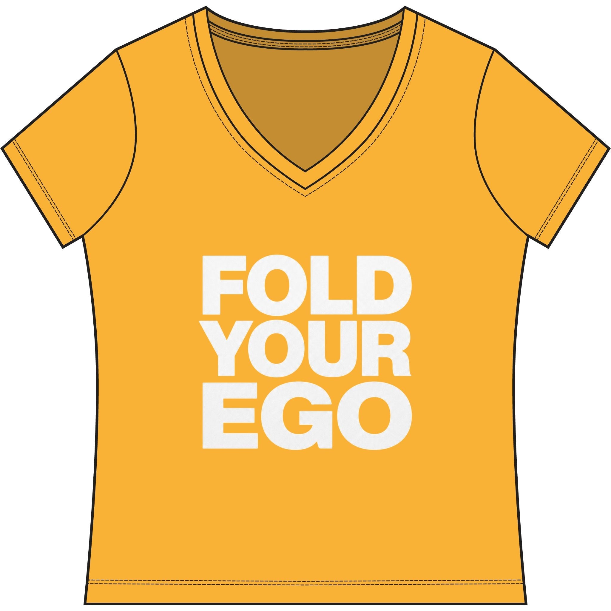 Fold Your Ego V-Neck T‑Shirt, Women’s Relaxed V-Neck Tee - XXL / Maize Yellow - V-neck