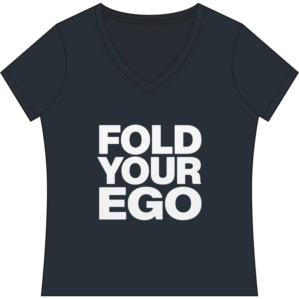 Fold Your Ego V-Neck T‑Shirt, Women’s Relaxed V-Neck Tee - XXL / True Navy - V-neck