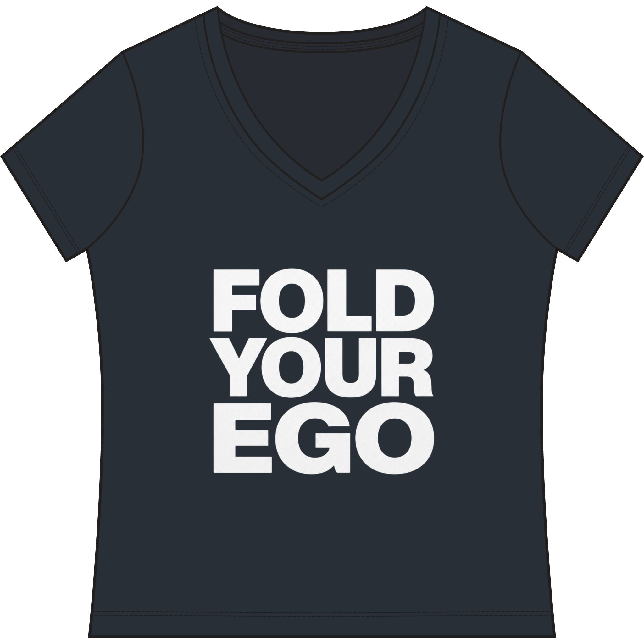 Fold Your Ego V-Neck T‑Shirt, Women’s Relaxed V-Neck Tee - XXL / True Navy - V-neck