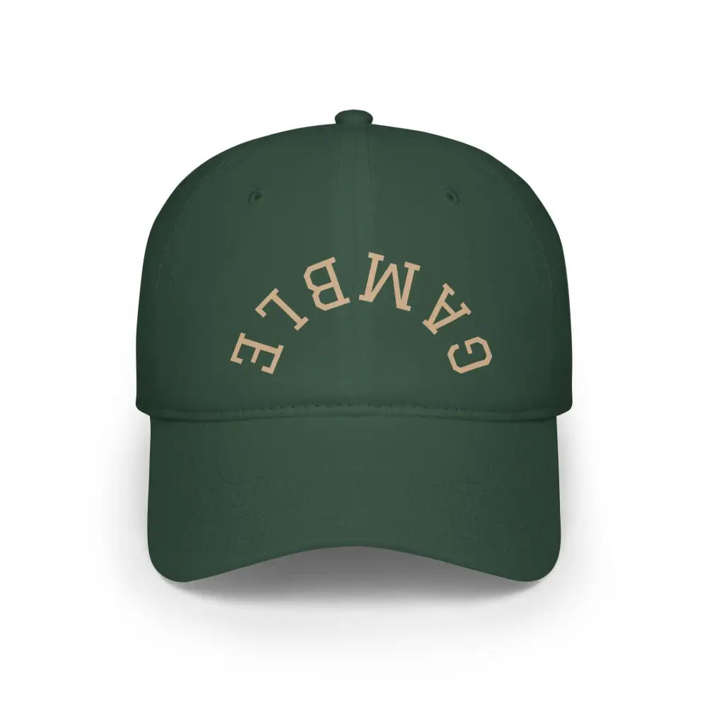 Dark green GAMBLE poker dad hat by Gear of Gamble