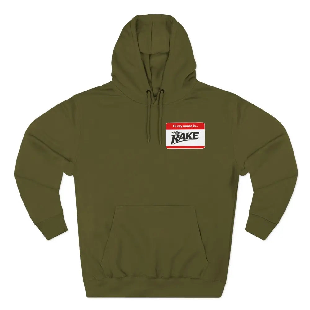 Hi My Name is The Rake, ’The Rake’ Garden Tool Graphic Pullover - M / Army Green - Hoodie