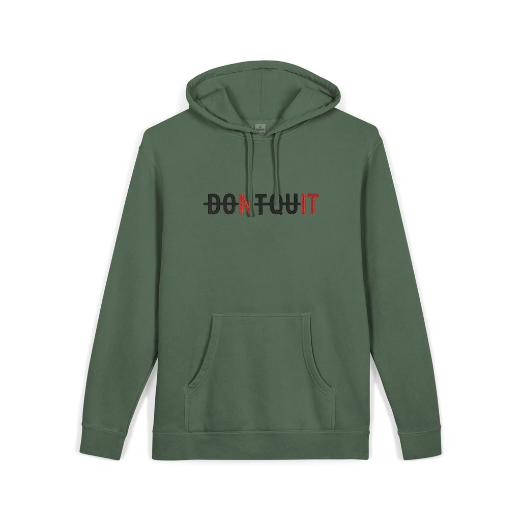 Hoodie, ’Don’t Quit’ Distressed Script Pigment-Dyed Fleece - Hoodie