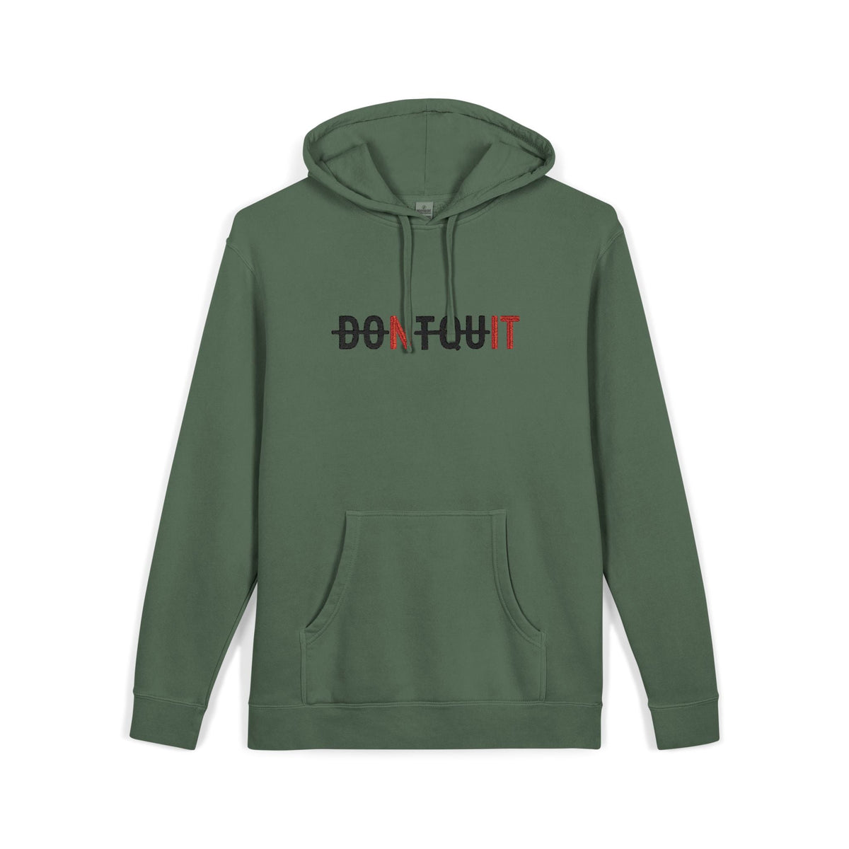 Hoodie, ’Don’t Quit’ Distressed Script Pigment-Dyed Fleece - Hoodie