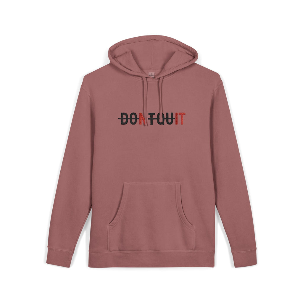 Hoodie, ’Don’t Quit’ Distressed Script Pigment-Dyed Fleece - Hoodie