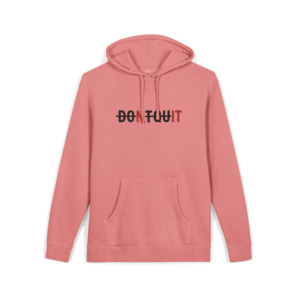 Hoodie, ’Don’t Quit’ Distressed Script Pigment-Dyed Fleece - Hoodie