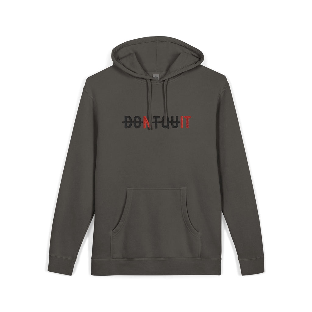 Hoodie, ’Don’t Quit’ Distressed Script Pigment-Dyed Fleece - Hoodie