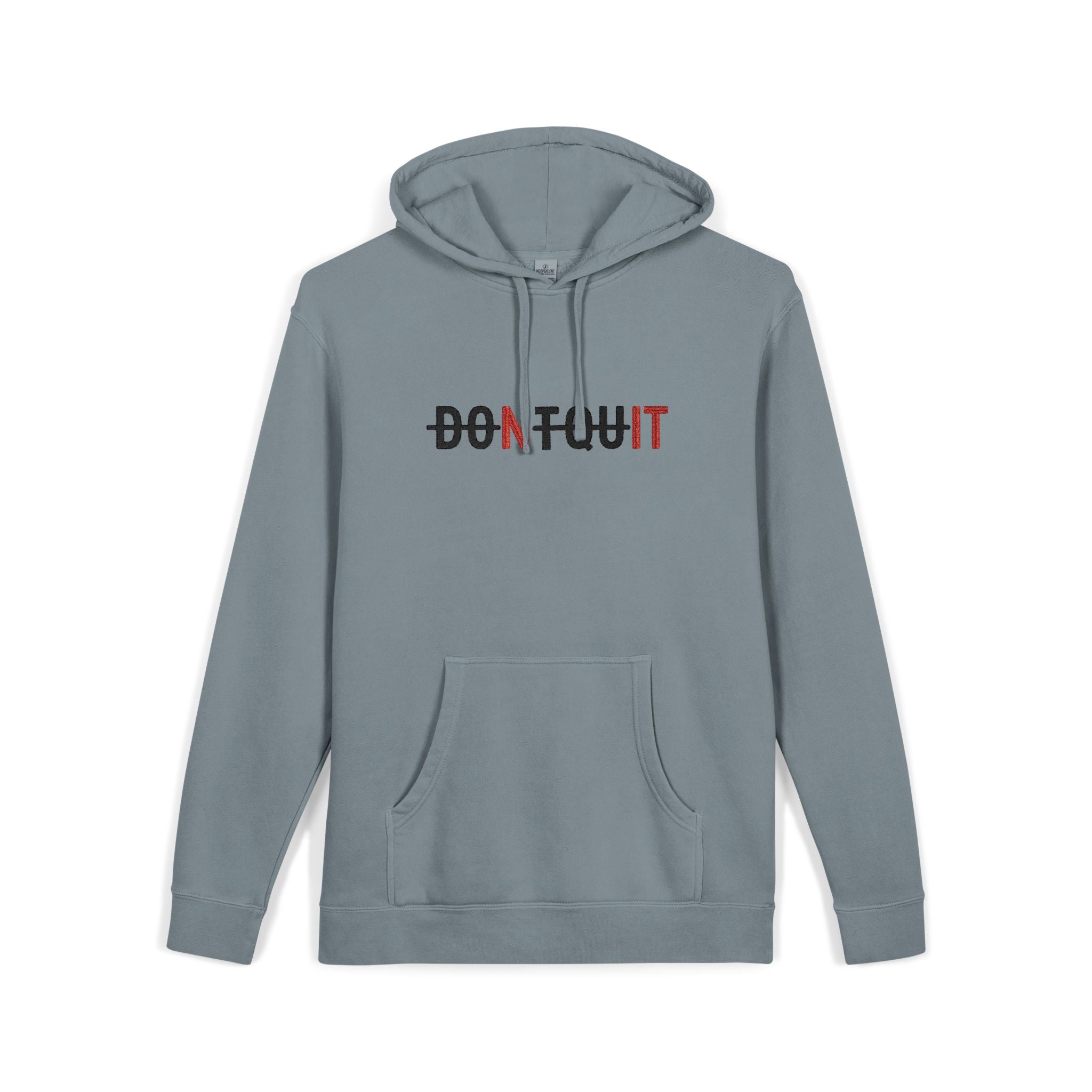 Hoodie, ’Don’t Quit’ Distressed Script Pigment-Dyed Fleece - Hoodie