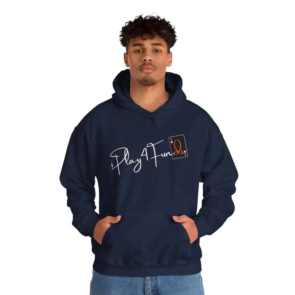 I Play for Funds poker hoodie in navy