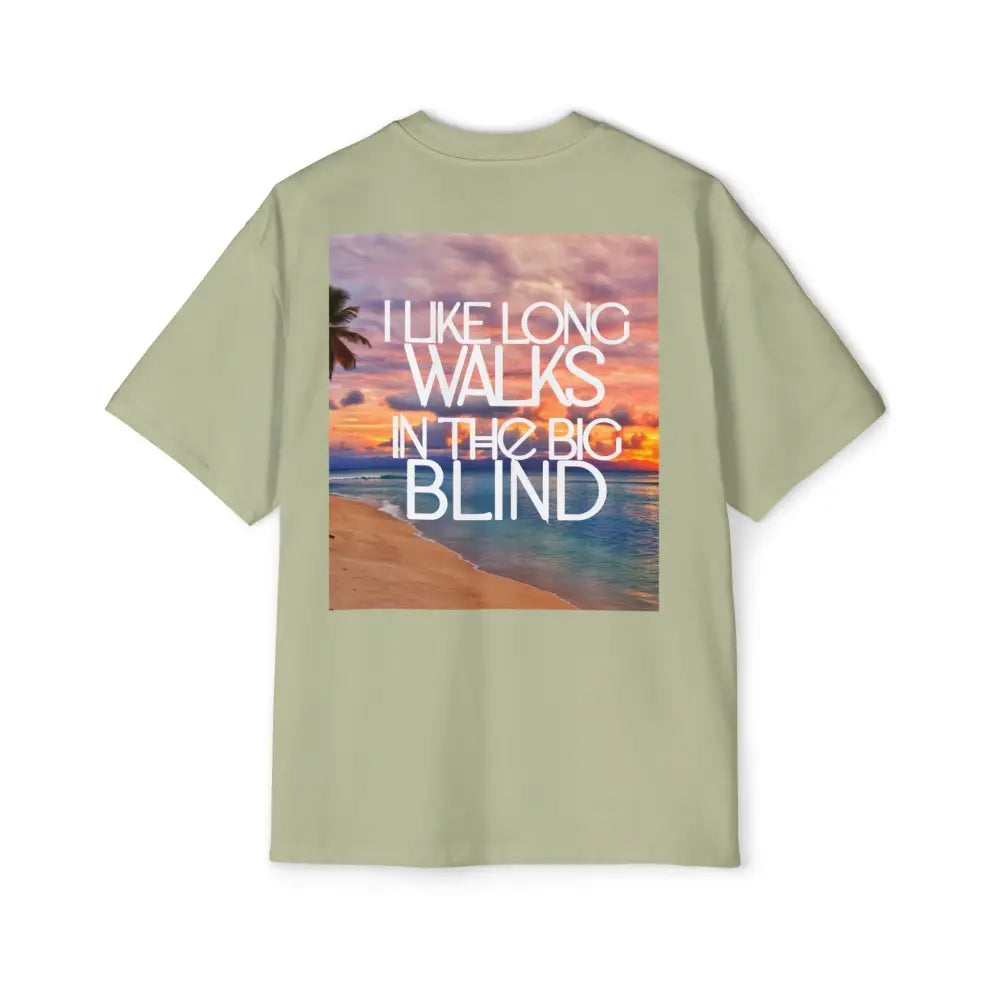 Tree Green Oversized men's poker t-shirt with "Long Walks in the Big Blind" quote on back in white text – funny poker gift idea for players.
Front: GAMBLE (Black Text)