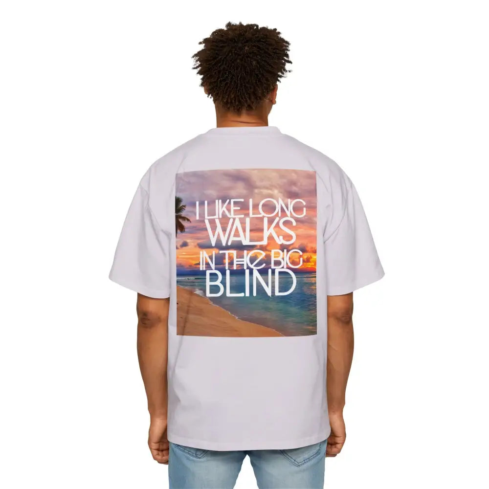 Lilac Oversized men's poker t-shirt with "Long Walks in the Big Blind" quote on back – funny poker gift idea for players.
Front: GAMBLE (Black Text)
