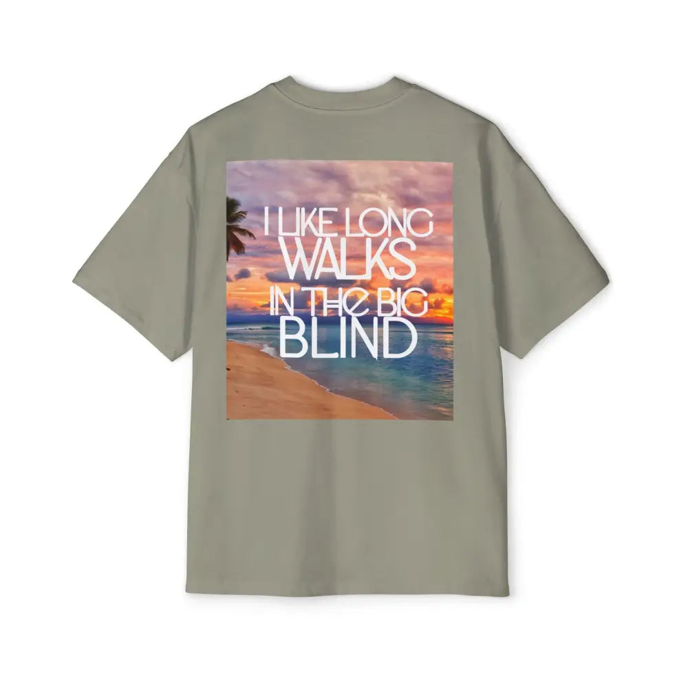 Old Green Oversized men's poker t-shirt with "Long Walks in the Big Blind" quote on back in white text – funny poker gift idea for players.
Front: GAMBLE (Black Text)