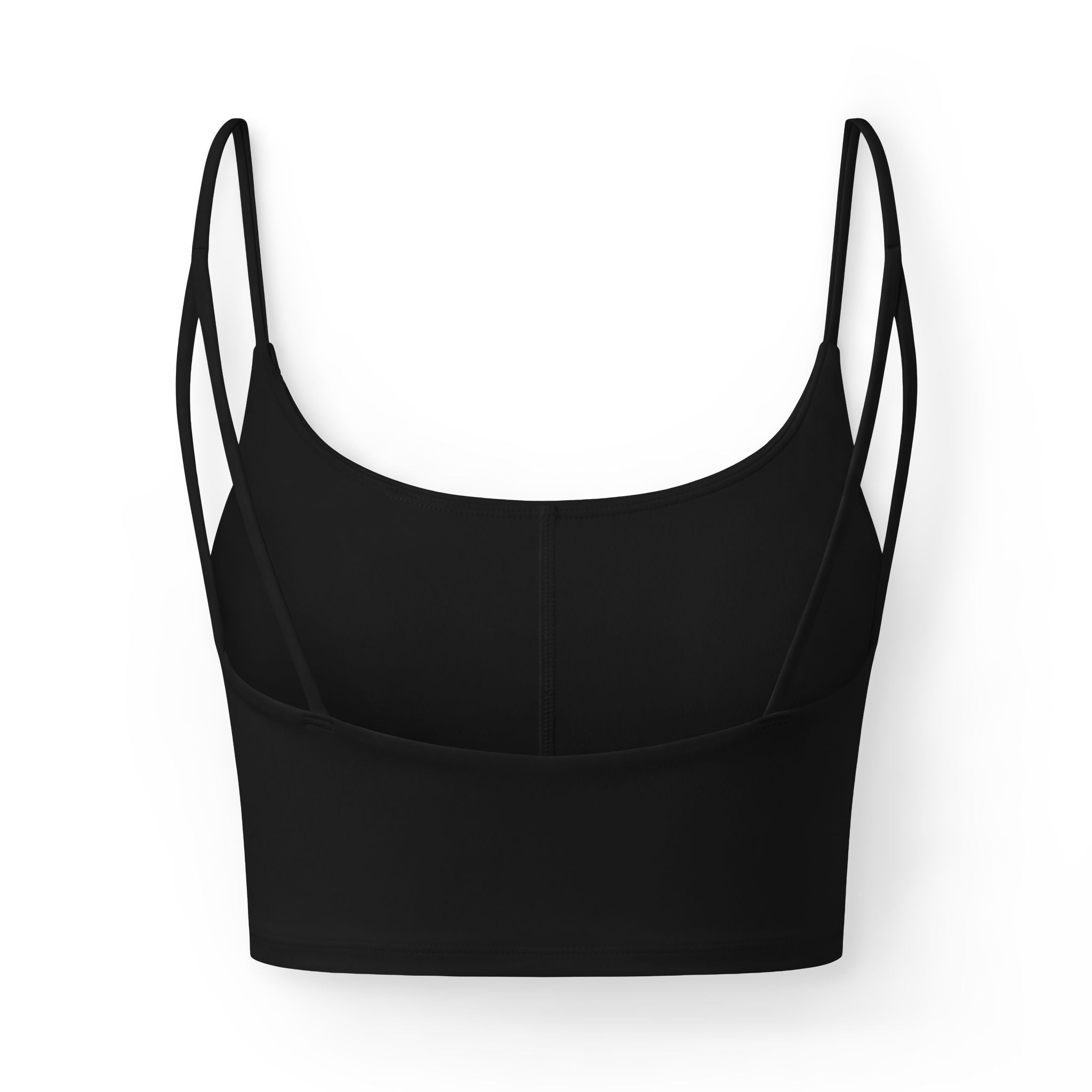 Luxe Strappy Crop Bra, Black Logo Bralette - Tank Top