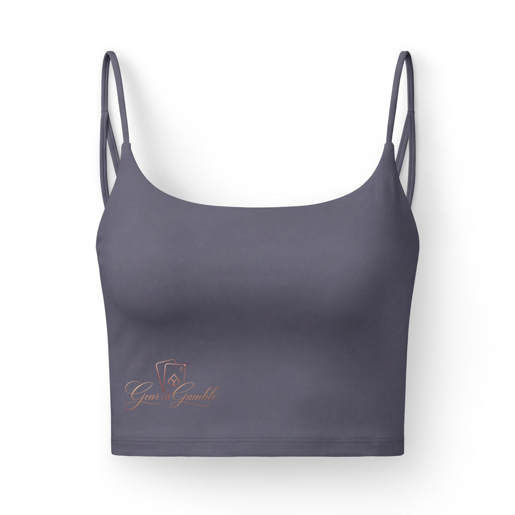 Luxe Strappy Crop Bra, Black Logo Bralette - XS / Charcoal - Tank Top