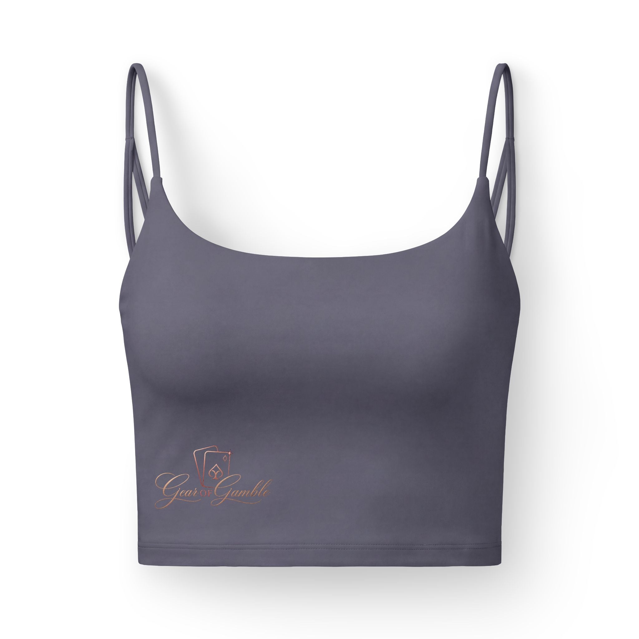 Luxe Strappy Crop Bra, Black Logo Bralette - XS / Charcoal - Tank Top