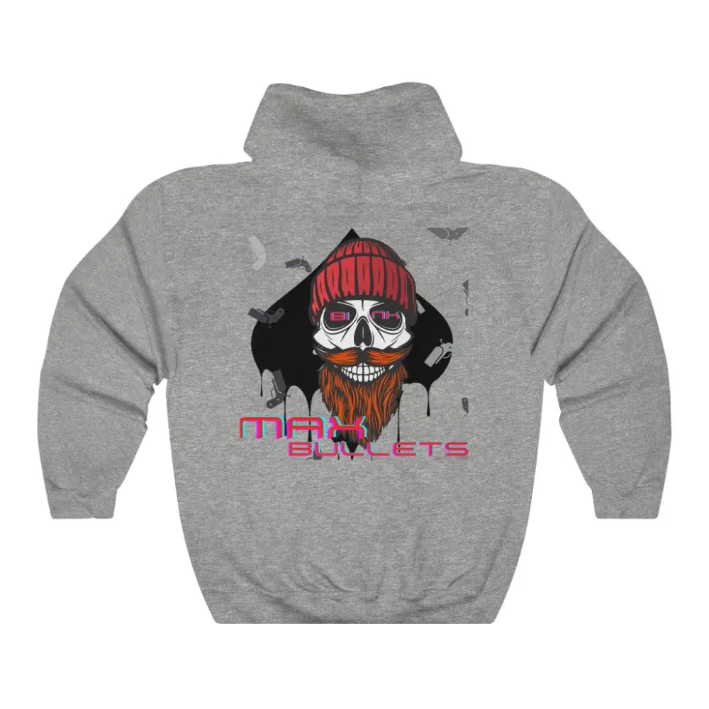 Gray poker hoodie featuring the bold Gear of Gamble logo on the front, crafted from a comfortable cotton blend perfect for poker players. 