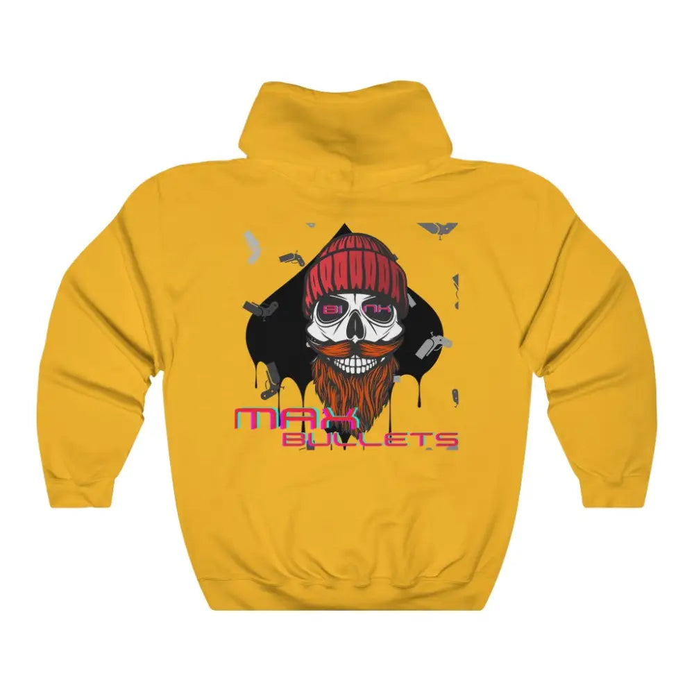 Yellow poker hoodie featuring the bold Gear of Gamble logo on the front, crafted from a comfortable cotton blend perfect for poker players. 