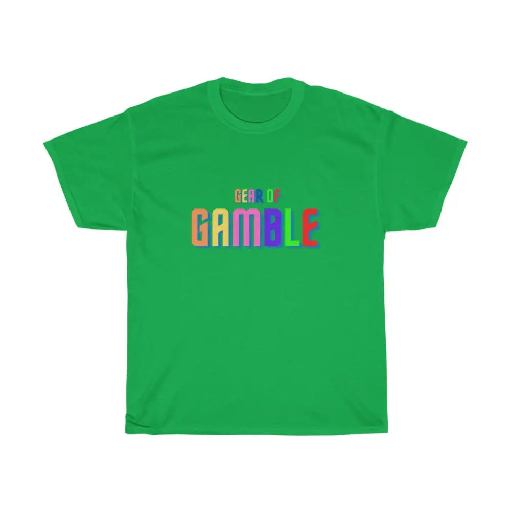 Neon Green poker t-shirt featuring the bold Gear of Gamble logo on the front, crafted from soft cotton for a comfortable fit. 