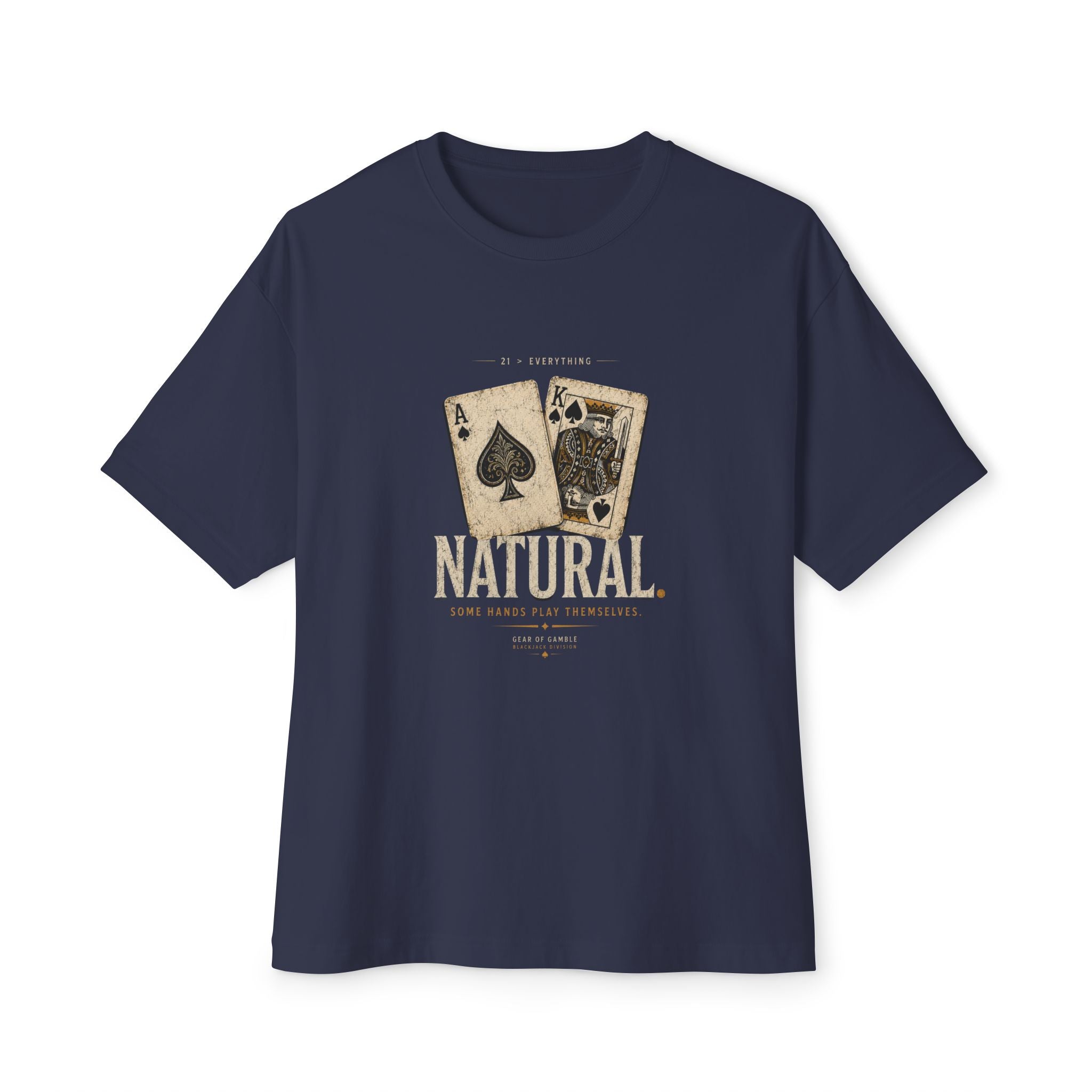 Natural Poker Tee, ’Natural’ Vintage Playing Cards Graphic Shirt - Navy / XS - T-Shirt