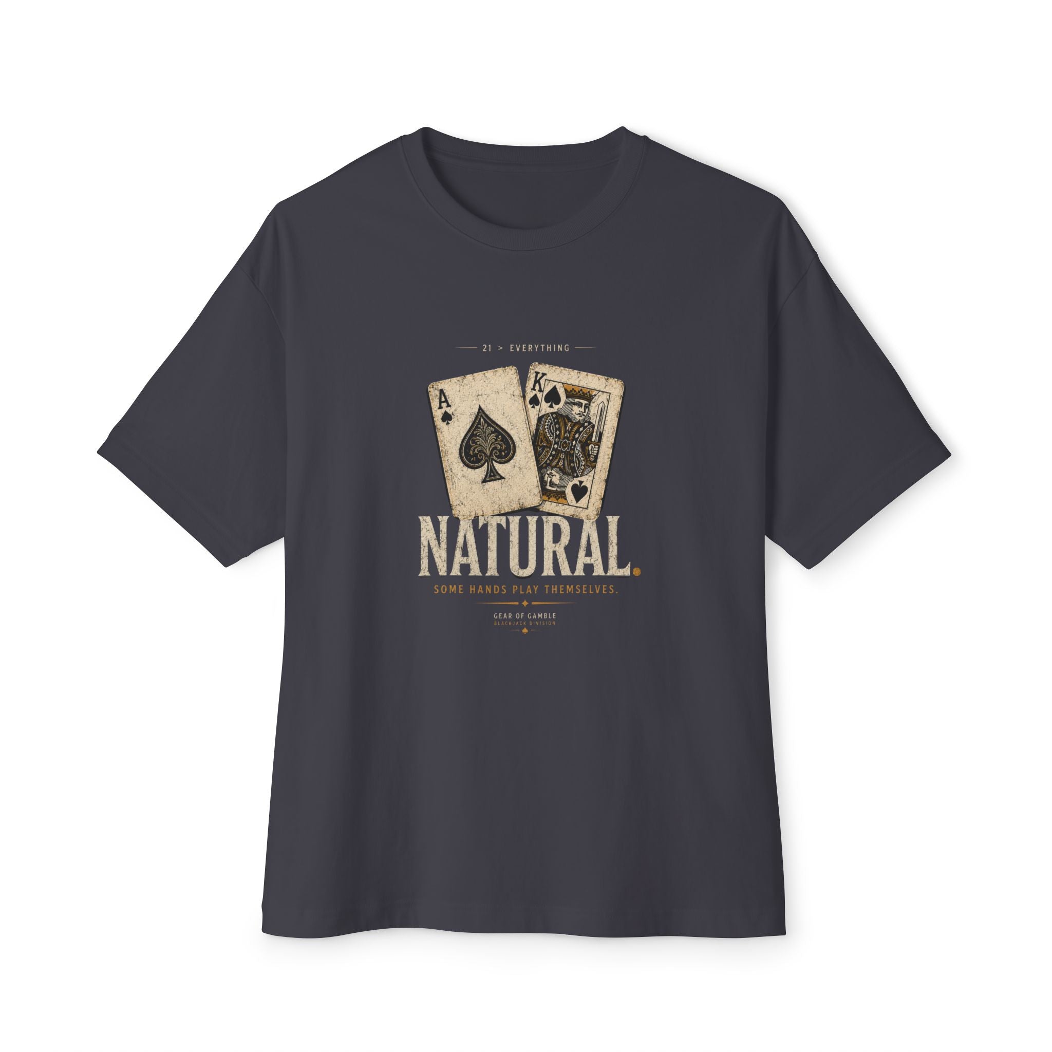 Natural Poker Tee, ’Natural’ Vintage Playing Cards Graphic Shirt - Dark Grey / XS - T-Shirt