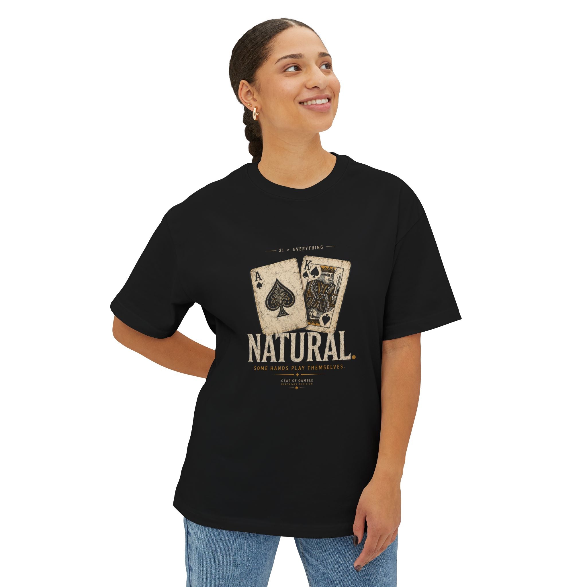 Natural Poker Tee, ’Natural’ Vintage Playing Cards Graphic Shirt - T-Shirt