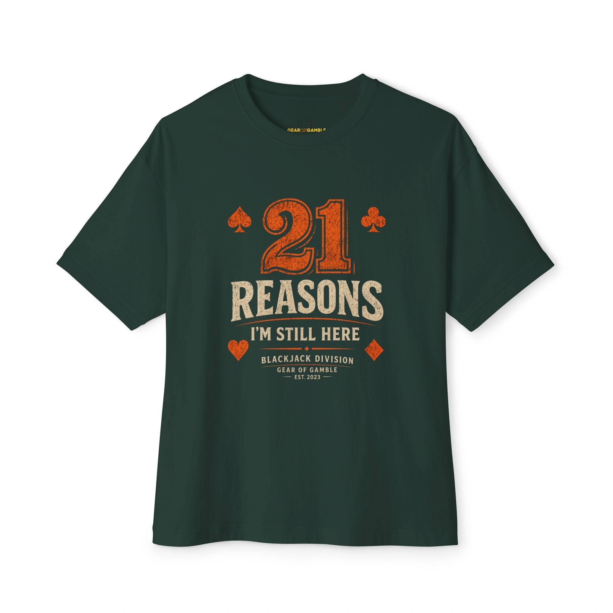 Natural Poker Tee, ’Split’ Vintage Playing Cards Graphic Shirt - Forest / XS - T-Shirt