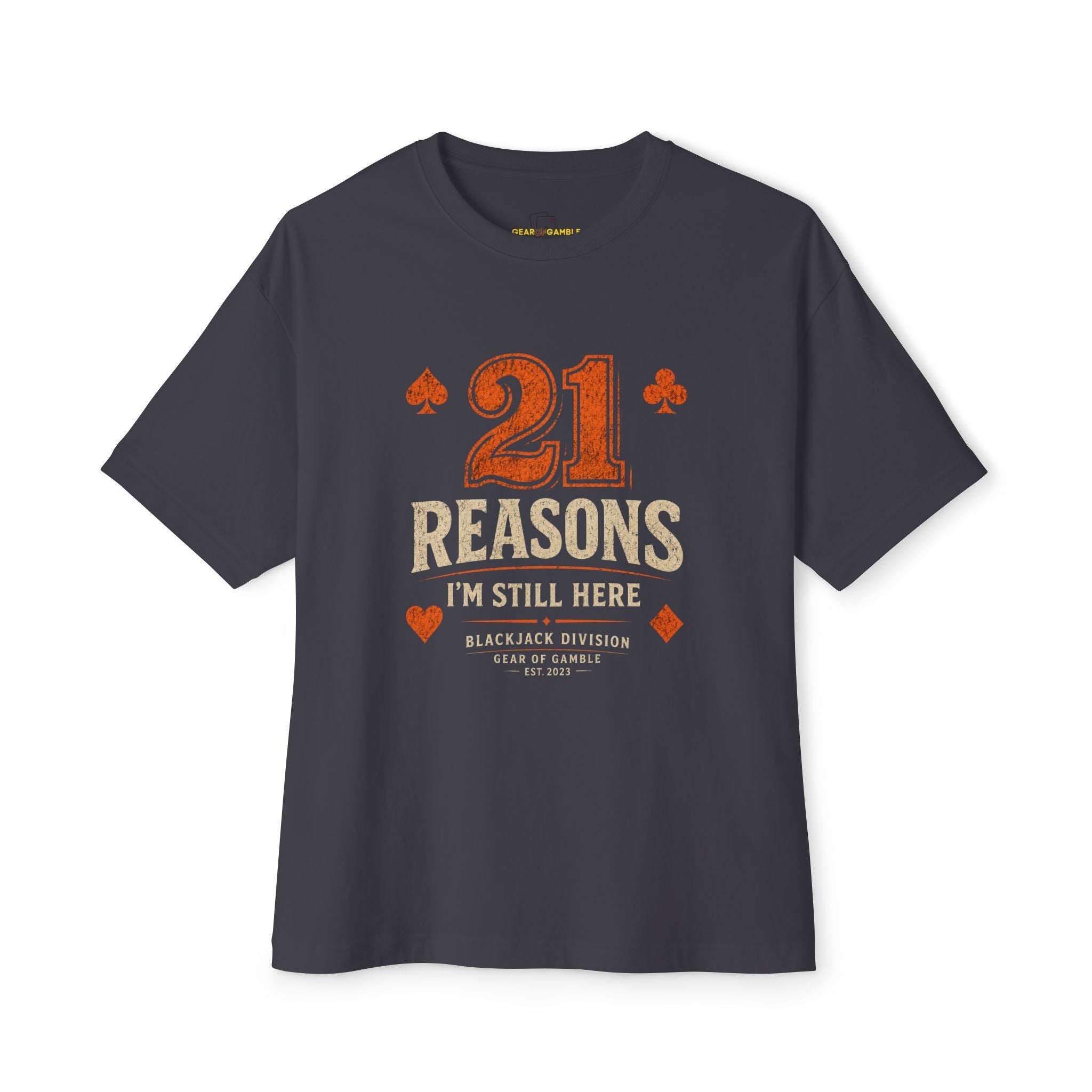 Natural Poker Tee, ’Split’ Vintage Playing Cards Graphic Shirt - Dark Grey / XS - T-Shirt