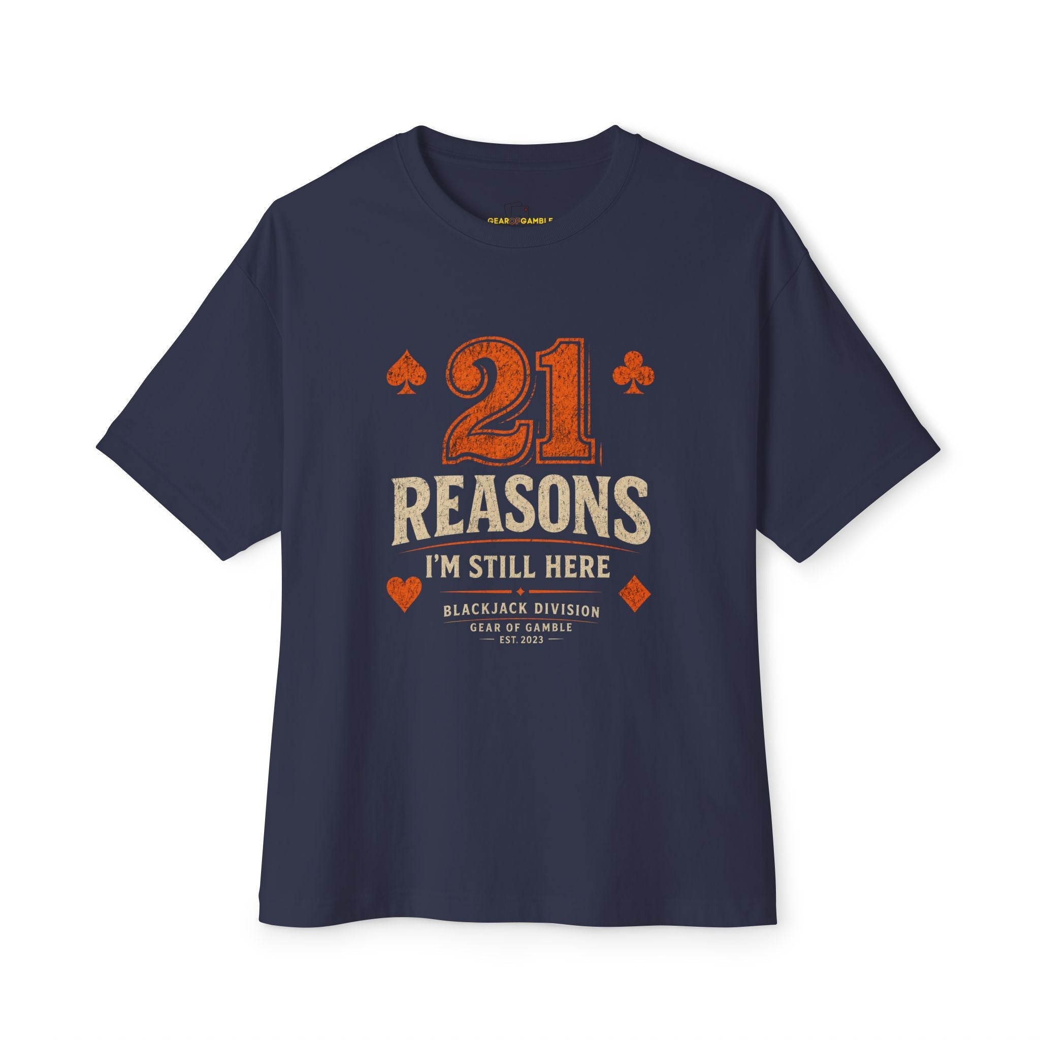 Natural Poker Tee, ’Split’ Vintage Playing Cards Graphic Shirt - Navy / XS - T-Shirt