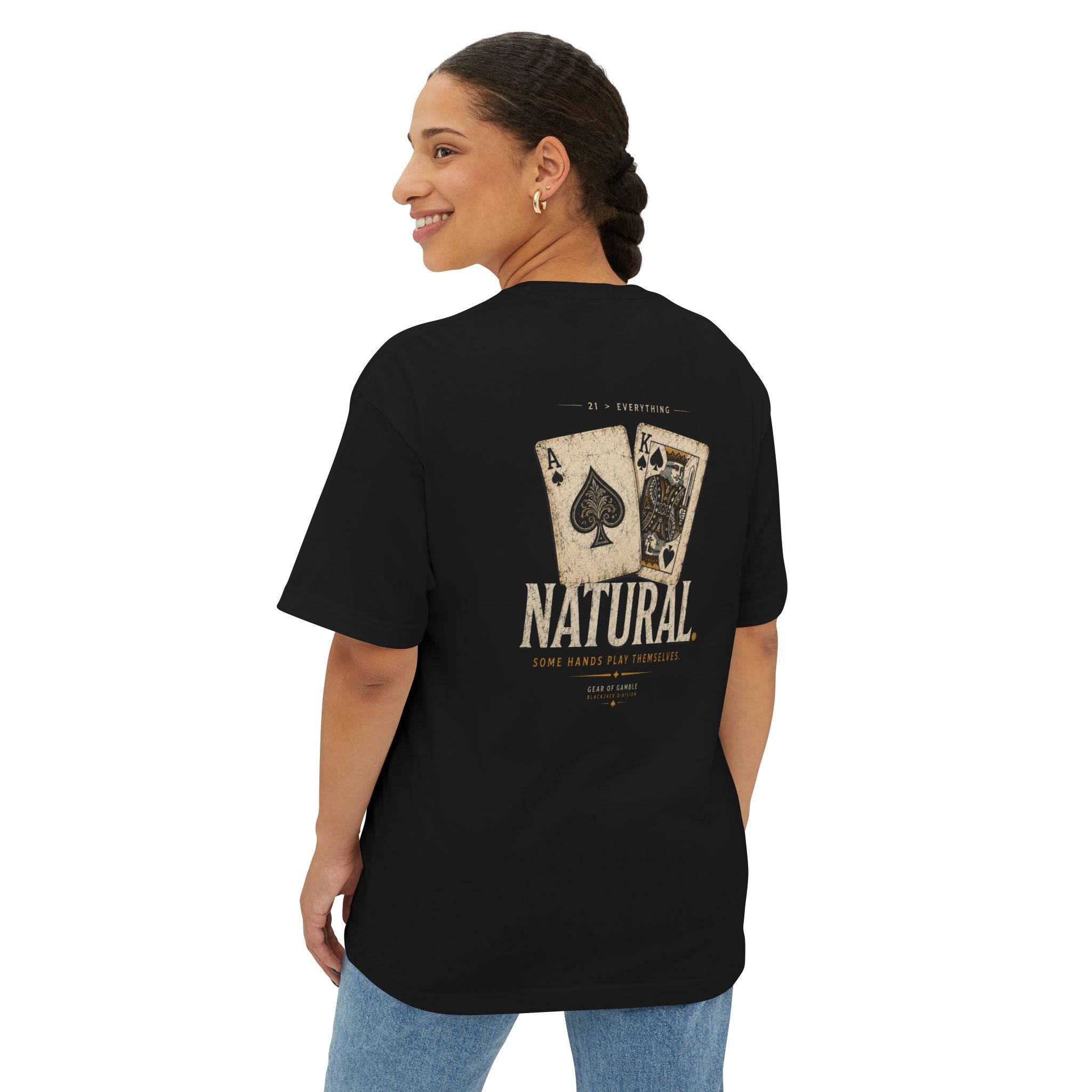 Natural Poker Tee, ’Split’ Vintage Playing Cards Graphic Shirt - T-Shirt