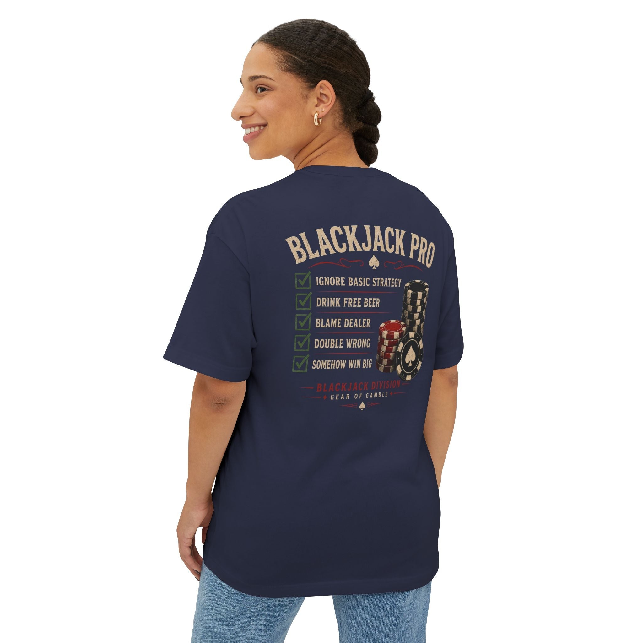 Natural Poker Tee, ’Split’ Vintage Playing Cards Graphic Shirt - T-Shirt